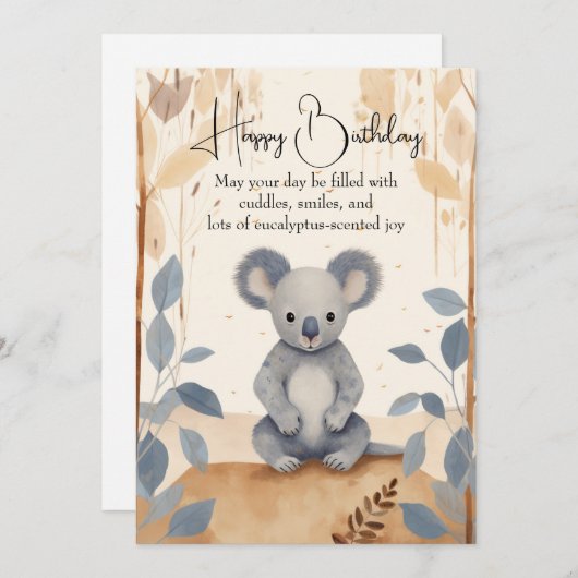 Schattigee Koala Verjaardag Kaart (Voorkant / Achterkant)