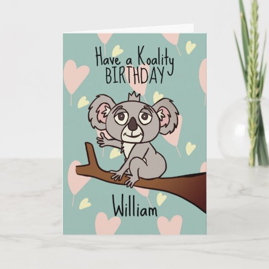 Schattigee Koala Verjaardag Kaart (Voorkant)
