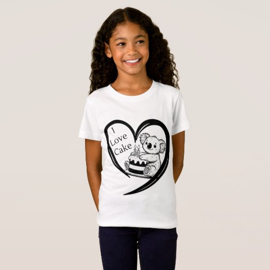 Schattigee Koala verjaardagstaart liefde T-shirt (Voorkant volledig)