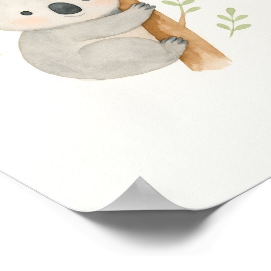 Schattigee Koala Wall Art – Waterverf Baby Koala Poster (Hoek)