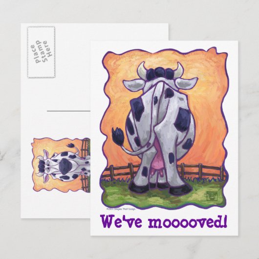 Schattigee Koe Adreswijziging Aankondigingskaart (Voorkant / Achterkant)