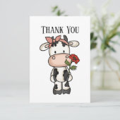 Schattigee koe Bericht toevoegen Bedankkaart (Staand voorkant)