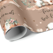 Schattigee Koe Beste Vrienden Knuffel Bloemenkunst Cadeaupapier (Rol Hoek)