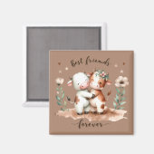 Schattigee Koe Beste Vrienden Knuffel Bloemenkunst Magneet (Voorkant / Achterkant)