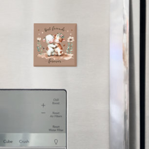 Schattigee Koe Beste Vrienden Knuffel Bloemenkunst Magneet