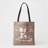Schattigee Koe Beste Vrienden Knuffel Bloemenkunst Tote Bag (Voorkant)