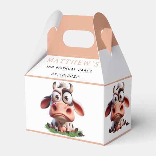 Schattigee Koe boerderijdieren 2e verjaardagsfeest Bedankdoosjes (Achterkant)