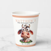 Schattigee Koe boerderijdieren 2e verjaardagsfeest Papieren Bekers (Achterkant)