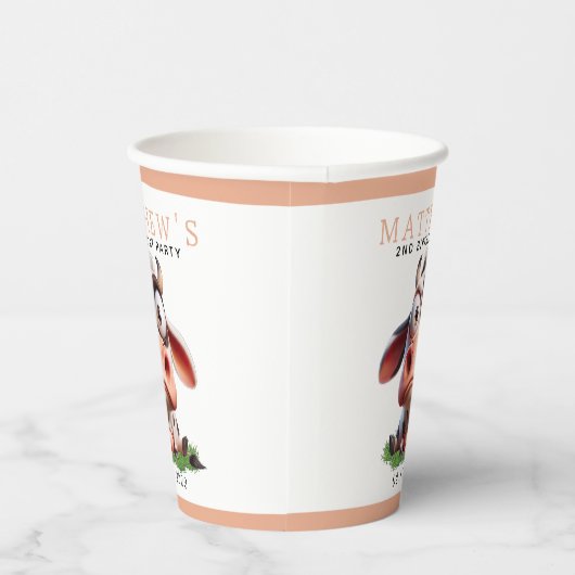 Schattigee Koe boerderijdieren 2e verjaardagsfeest Papieren Bekers (Rechts)