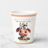 Schattigee Koe boerderijdieren 2e verjaardagsfeest Papieren Bekers (Voorkant)