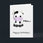 Schattigee koe cartoon Kawaii Kids verjaardagskaar Kaart<br><div class="desc">Deze verjaardagskaart is niet alleen aan de buitenkant schattig,  je vindt de leuke koe cartoon ook aan de binnenkant van de kaart. Dit voegt een extra schattigheid toe aan dit wenskaart. Wedden dat ze van deze kaart zal houden?</div>