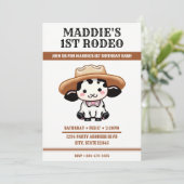 Schattigee Koe Cowboy Pet 1e verjaardagsfeestje Kaart (Staand voorkant)