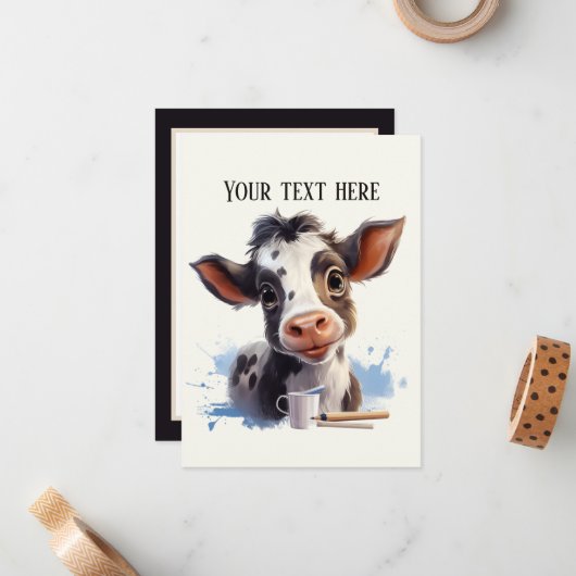 Schattigee koe elk doel Bericht toevoegen Notitiekaartje (Voorkant / Achterkant in situ)