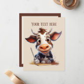 Schattigee koe elk doel Bericht toevoegen Notitiekaartje (Voorkant / Achterkant in situ)