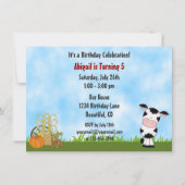 Schattigee Koe en Barn Herfst Verjaardag Uitnodigi Kaart (Achterkant)