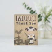 Schattigee  Koe en Boerderijdieren MOOO! Dank je Briefkaart (Staand voorkant)