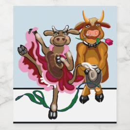 Schattigee Koe en bull romance Wijn Etiket