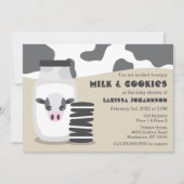 Schattigee Koe en Melk en Cookies Beige Baby showe Kaart (Voorkant)
