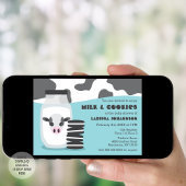 Schattigee Koe en Melk en Cookies Blue Baby shower Kaart