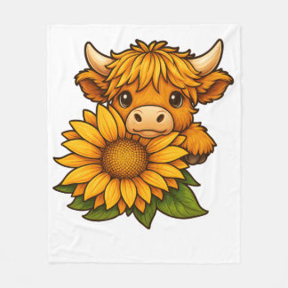 Schattigee Koe en zonnebloem Fleece Deken