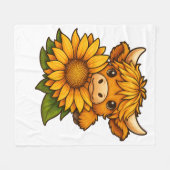 Schattigee Koe en zonnebloem Fleece Deken (Voorkant (Horizontaal))