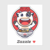 Schattigee Koe Eten Ramen Sticker (Vel)