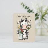 Schattigee koe Flowers Voeg bericht toe Briefkaart (Staand voorkant)