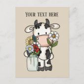 Schattigee koe Flowers Voeg bericht toe Briefkaart (Voorkant)