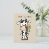 Schattigee koe Flowers Voeg bericht toe Briefkaart (Staand voorkant)
