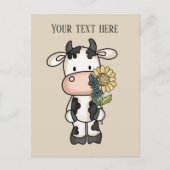 Schattigee koe Flowers Voeg bericht toe Briefkaart (Voorkant)