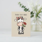 Schattigee koe Flowers Voeg bericht toe Briefkaart (Staand voorkant)