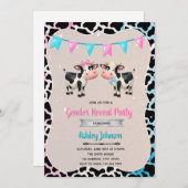 Schattigee koe genderonthulling uitnodiging (Voorkant / Achterkant)