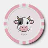 Schattigee Koe Gezicht Roze Poker Chips (Voorkant)