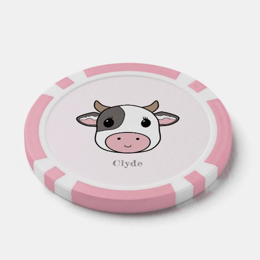 Schattigee Koe Gezicht Roze Poker Chips (Enkel)