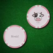Schattigee Koe Gezicht Roze Poker Chips