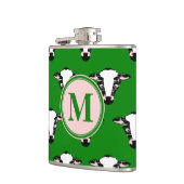 Schattigee Koe gezichtsmonogram Heupfles (Links)