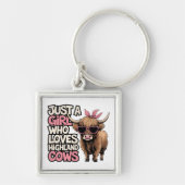 Schattigee Koe Gift Boerderij Life Just A Girl Hig Sleutelhanger (Voorkant)