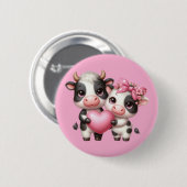 Schattigee Koe hart Ronde Button 5,7 Cm (Voorkant /achterkant)