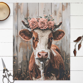 Schattigee Koe Het dragen van een Flower Crown Dec Tissuepapier