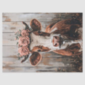 Schattigee Koe Het dragen van een Flower Crown Dec Tissuepapier (Voorkant)