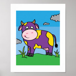 Schattigee Koe Illustratie Kinder Boerderij Animal Poster