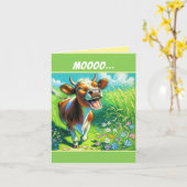 Schattigee Koe Illustratie Mooo-chas Gracias Dank  Kaart (Gele Bloem)