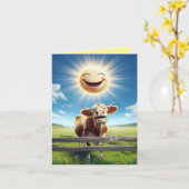 Schattigee Koe Illustratie Mooo-chas Gracias Dank  Kaart (Gele Bloem)