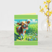 Schattigee Koe Illustratie Mooo-chas Gracias Dank Kaart (Gele Bloem)