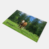 Schattigee koe in de wei, fotografie, plezier deurmat (Schuin)