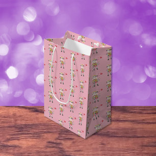 Schattigee koe in liefde roze Valentijnsdag gesche Medium Cadeauzakje