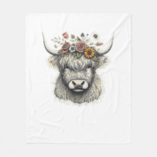 Schattigee Koe Kalverbloemen Hand Illustratie Boer Fleece Deken