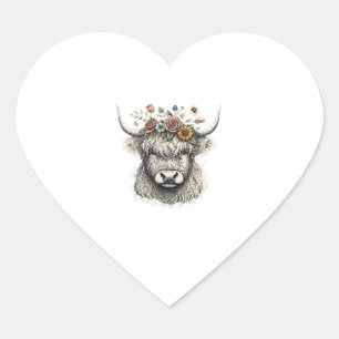 Schattigee Koe Kalverbloemen Hand Illustratie Boer Hart Sticker