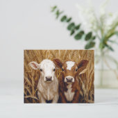 Schattigee Koe kalveren maïsveld Briefkaart (Staand voorkant)