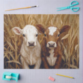 Schattigee Koe Kalveren Maïsveld Decoupage Tissuepapier (Craft)